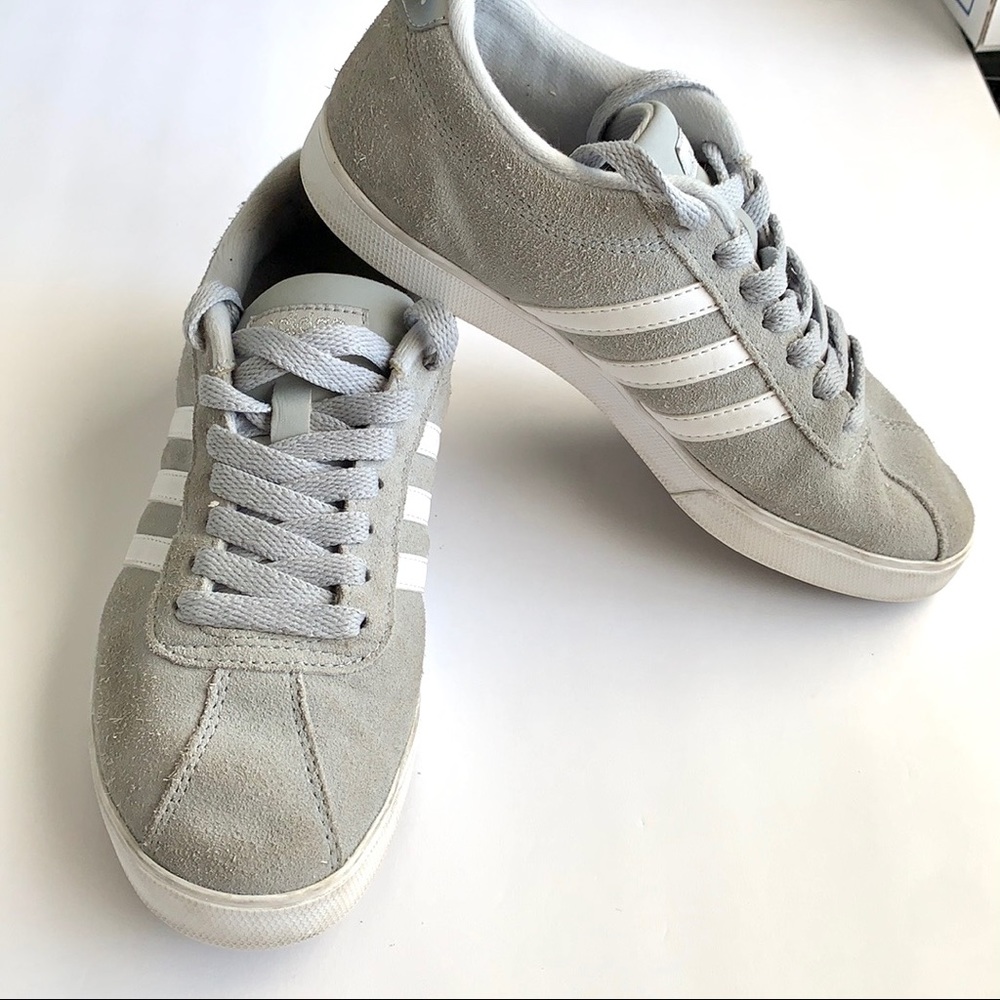 Adidas 3-Strip Gray Suede Low Top Lace Up Sneaker Classic Retro Streetwear GUC